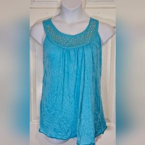 French Laundry, blue, tank top, lightweight, with rhinestones.  Size XL